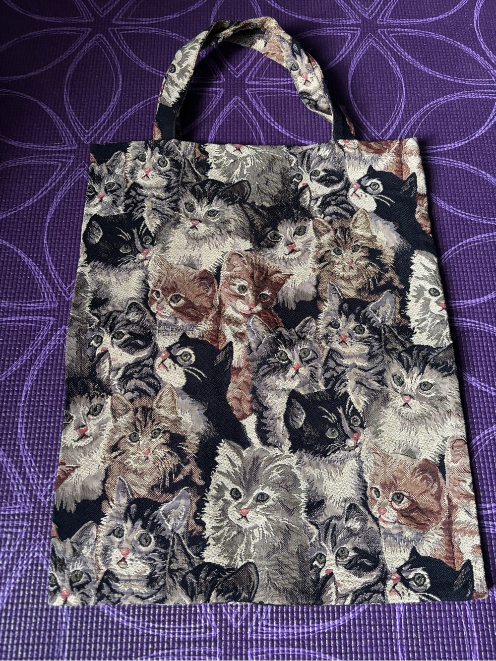 Granny chic Tapestry Tote Bag- all over Cat Pattern